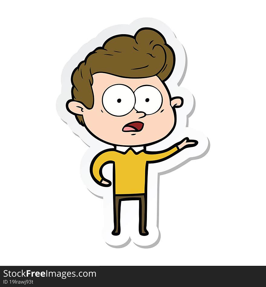 sticker of a cartoon staring man