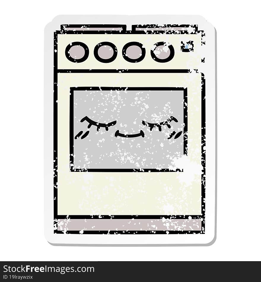 distressed sticker of a cute cartoon kitchen oven