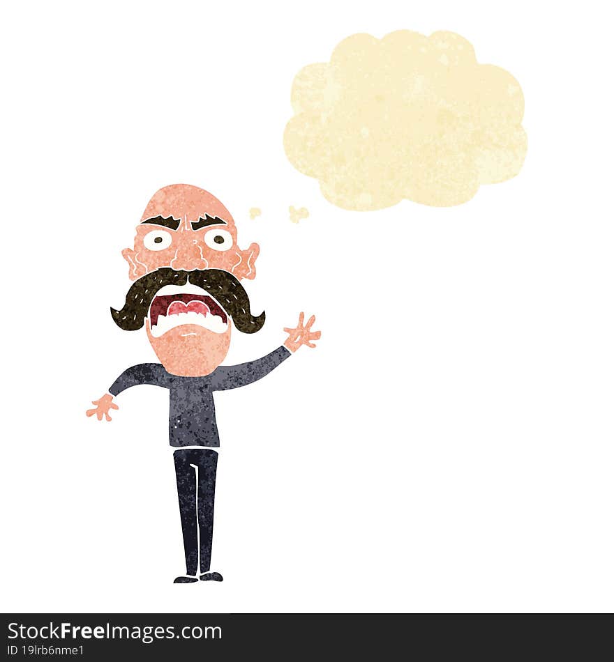 cartoon angry old man with thought bubble