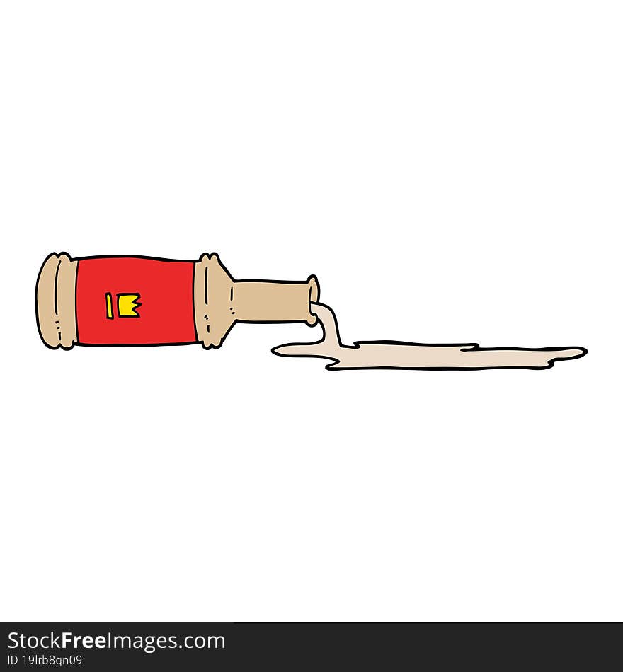 hand drawn doodle style cartoon spilt bottle