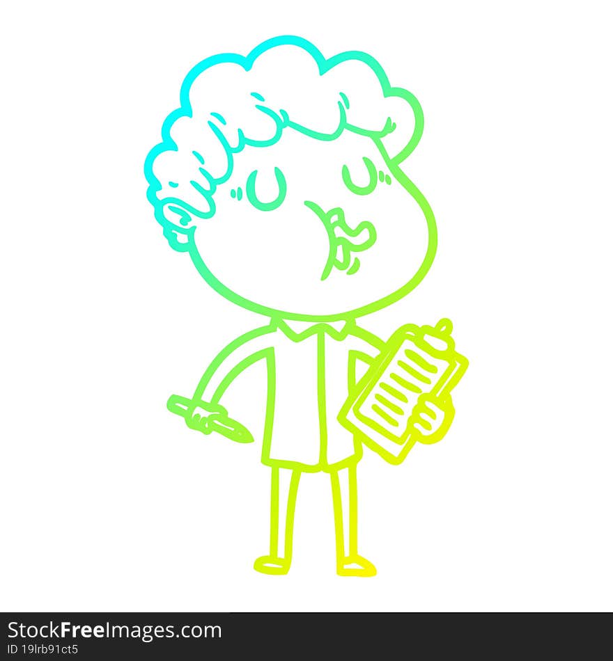 Cold Gradient Line Drawing Cartoon Man Singing