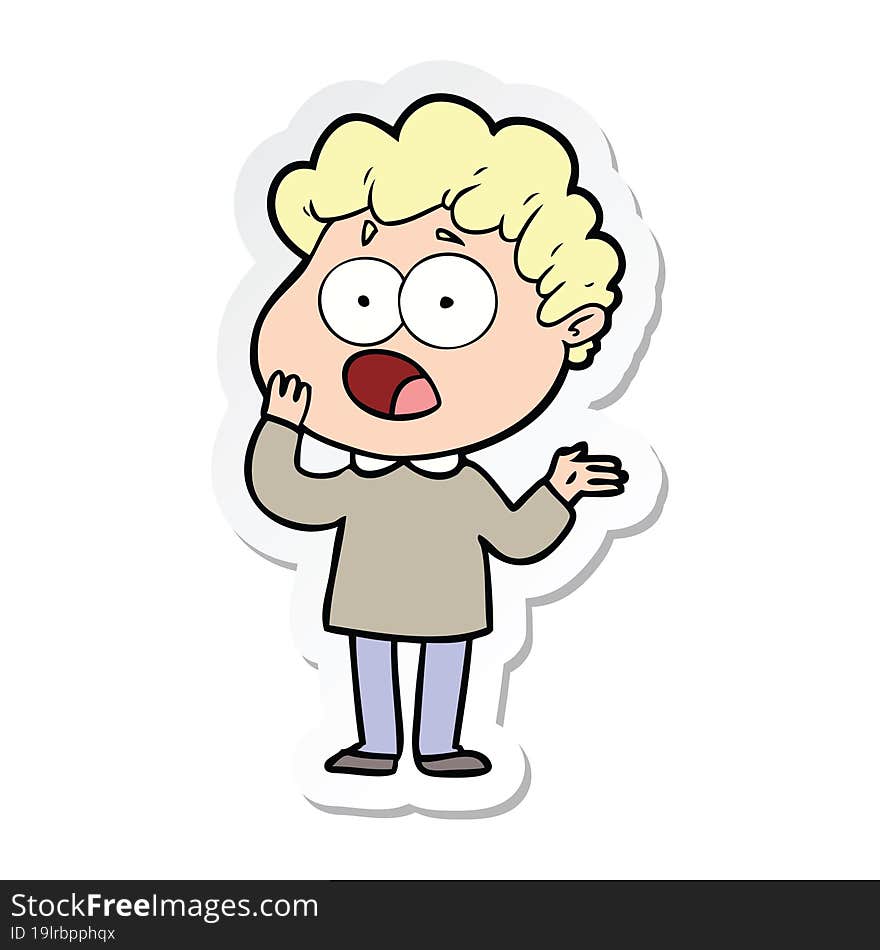 sticker of a cartoon man gasping in surprise