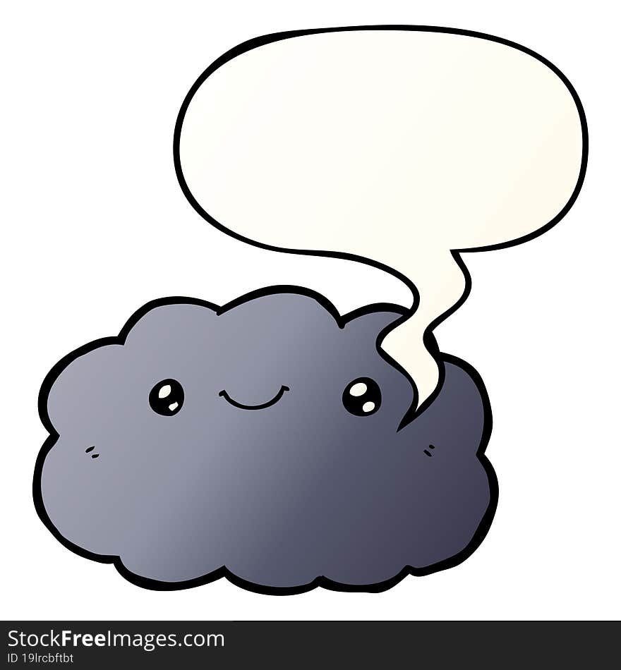 cartoon cloud and speech bubble in smooth gradient style