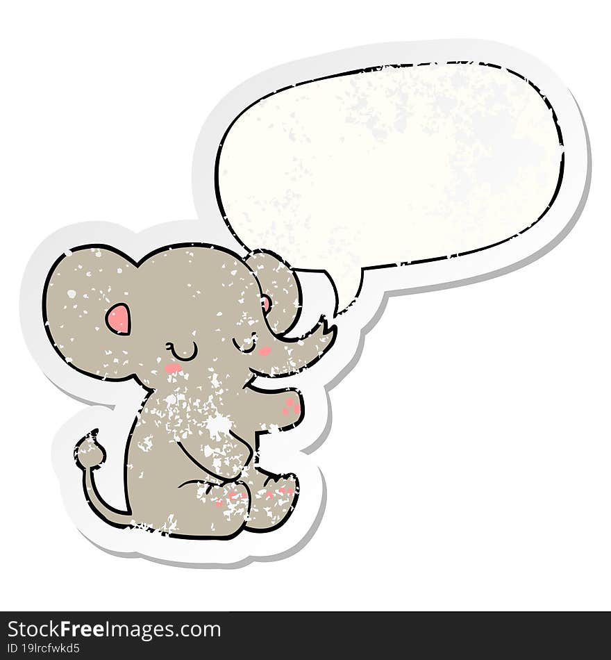 cartoon elephant and speech bubble distressed sticker