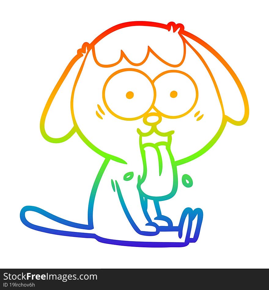 rainbow gradient line drawing of a cute cartoon dog