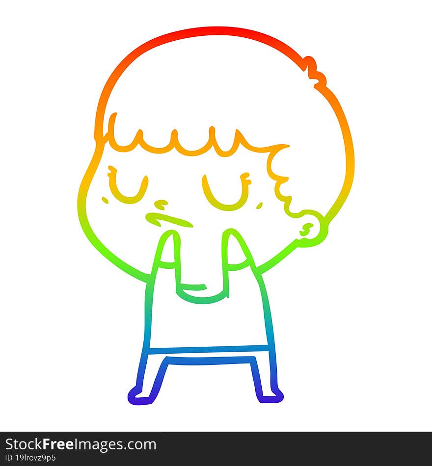 rainbow gradient line drawing cartoon grumpy boy