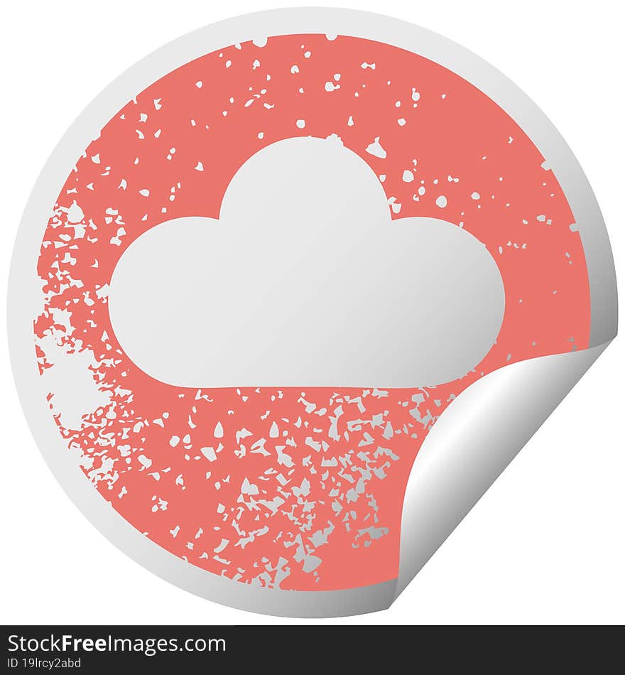 distressed circular peeling sticker symbol rain cloud