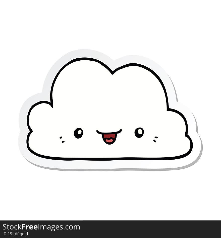 sticker of a cute cartoon cloud