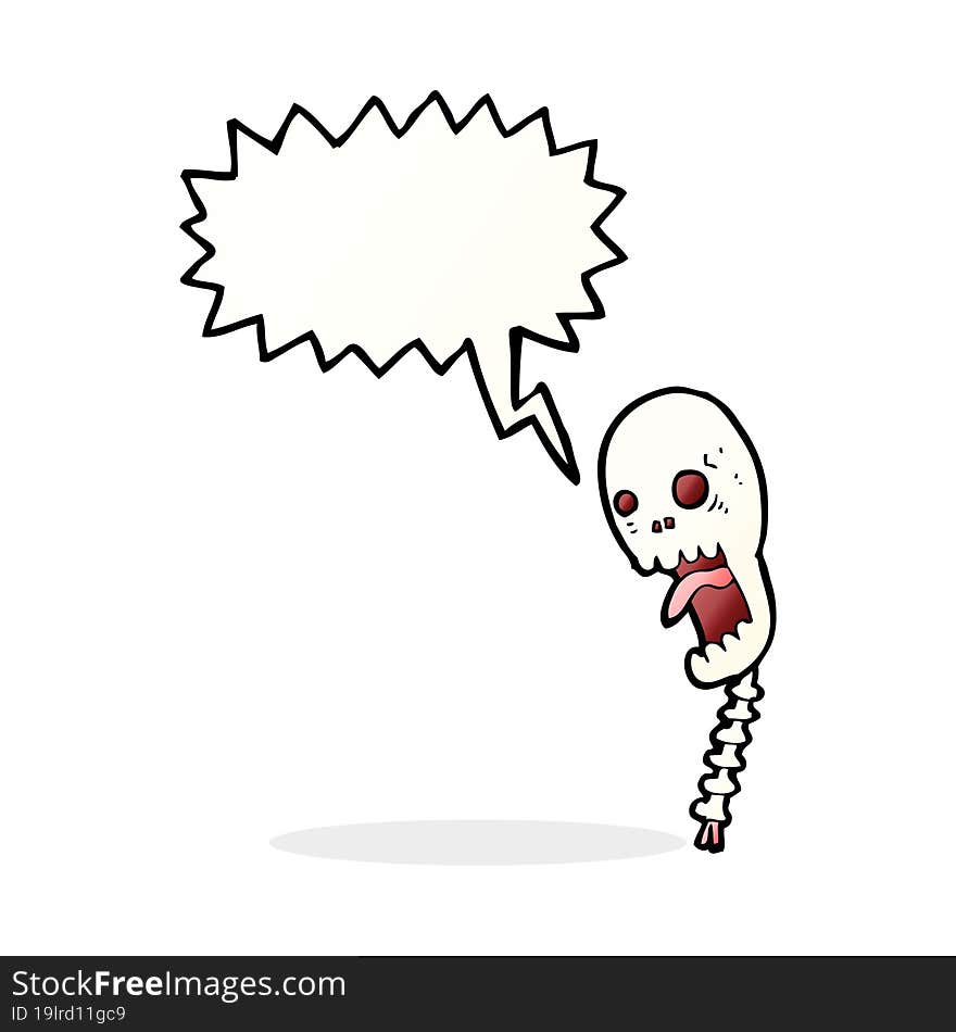 funny cartoon skull with speech bubble