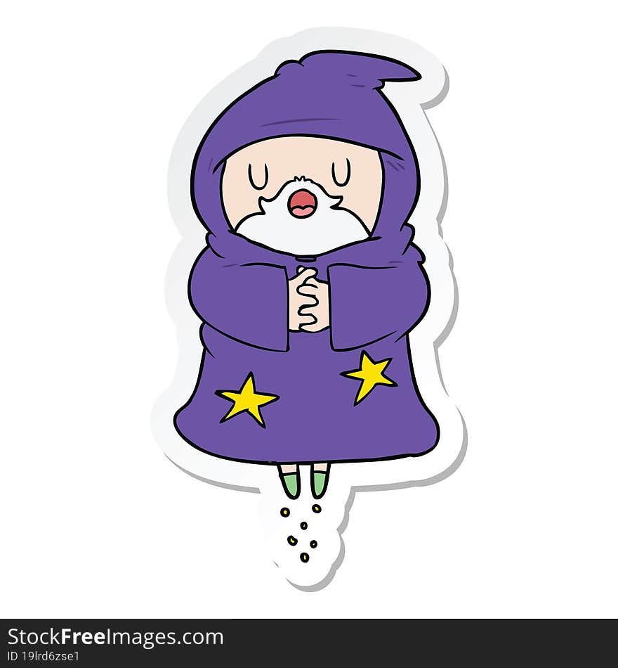 Sticker Of A Cartoon Floating Wizard