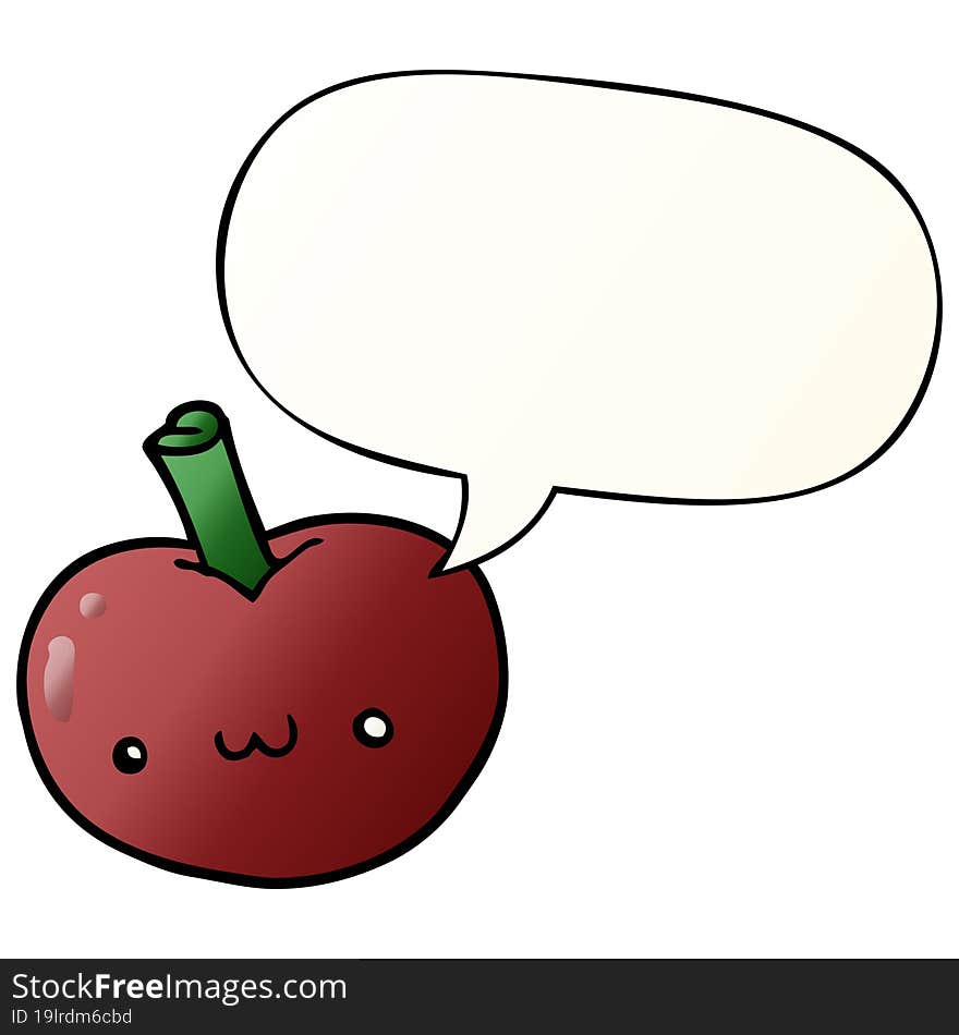 cartoon apple and speech bubble in smooth gradient style