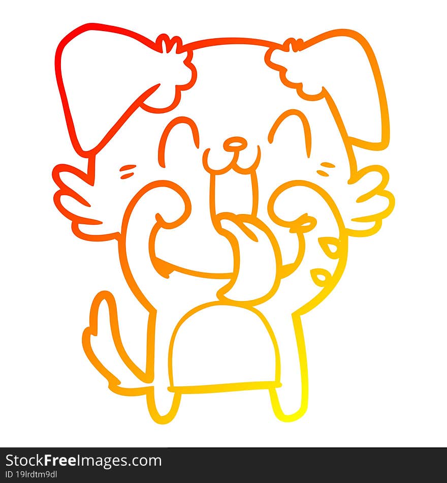 warm gradient line drawing cartoon panting dog