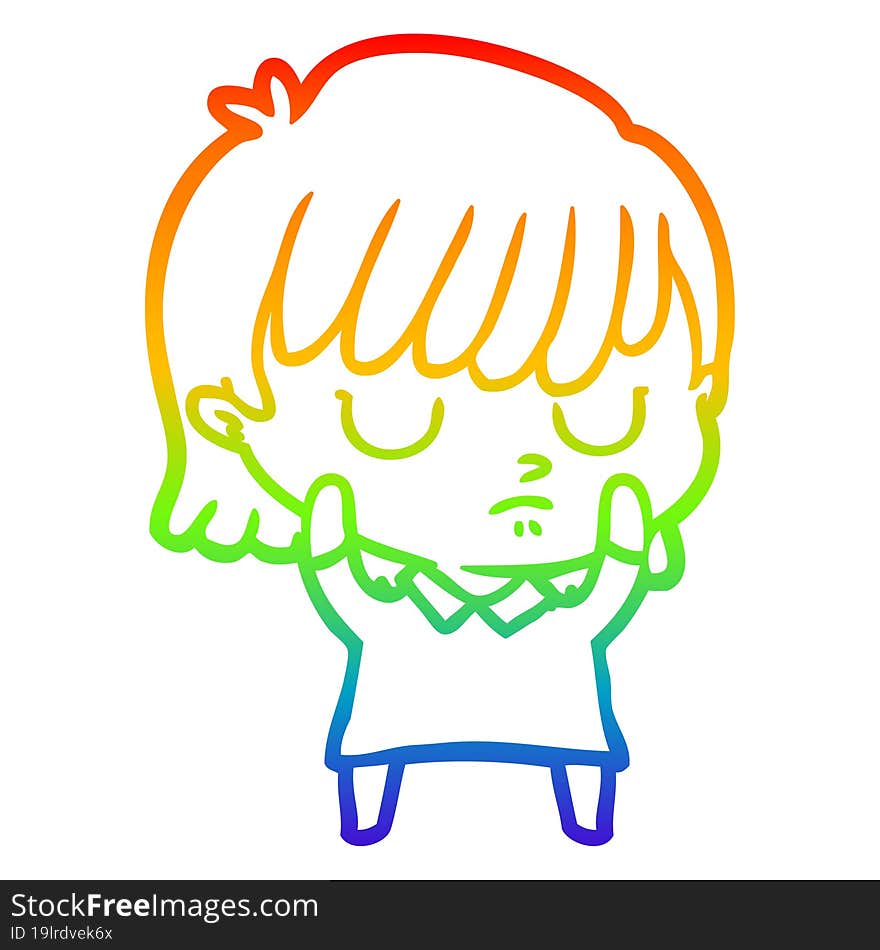 rainbow gradient line drawing of a cartoon woman