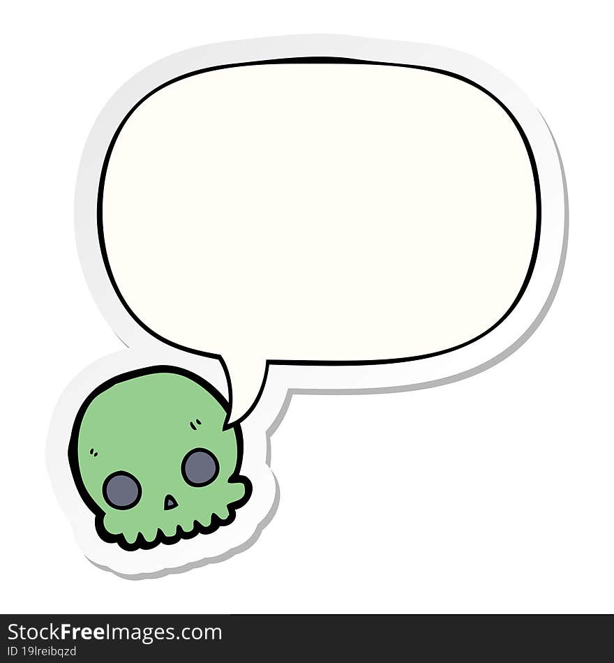 cartoon skull and speech bubble sticker