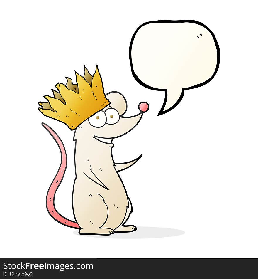 speech bubble cartoon mouse wearing crown