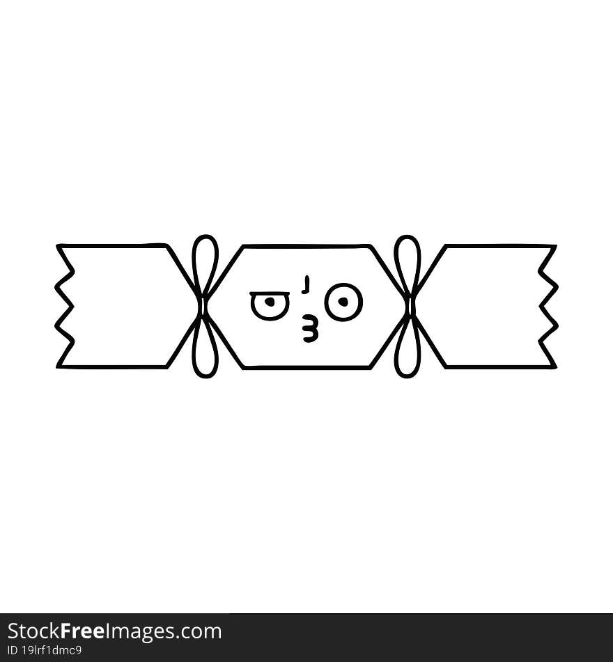 line drawing cartoon christmas cracker