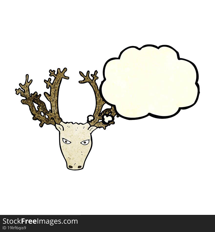 cartoon stag head with thought bubble