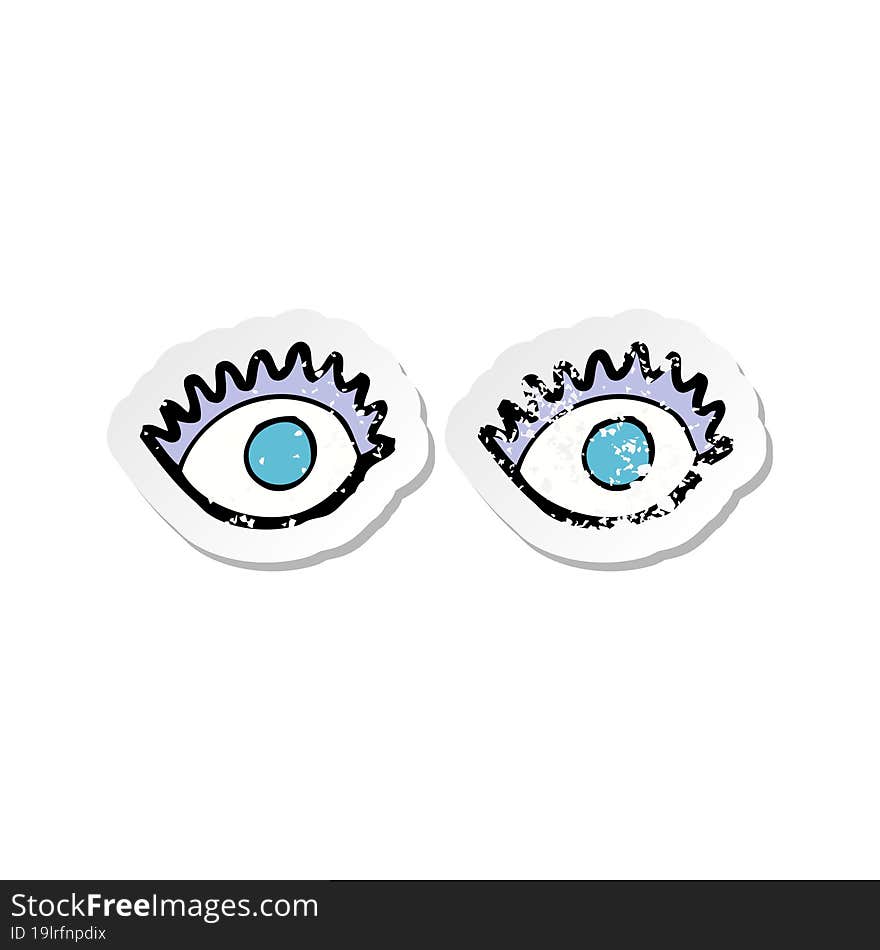 Retro Distressed Sticker Of A Cartoon Eyes