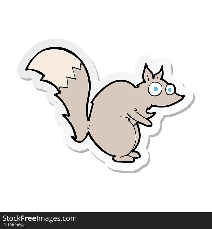 sticker of a funny startled squirrel cartoon