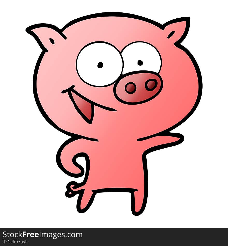 cheerful pig cartoon. cheerful pig cartoon