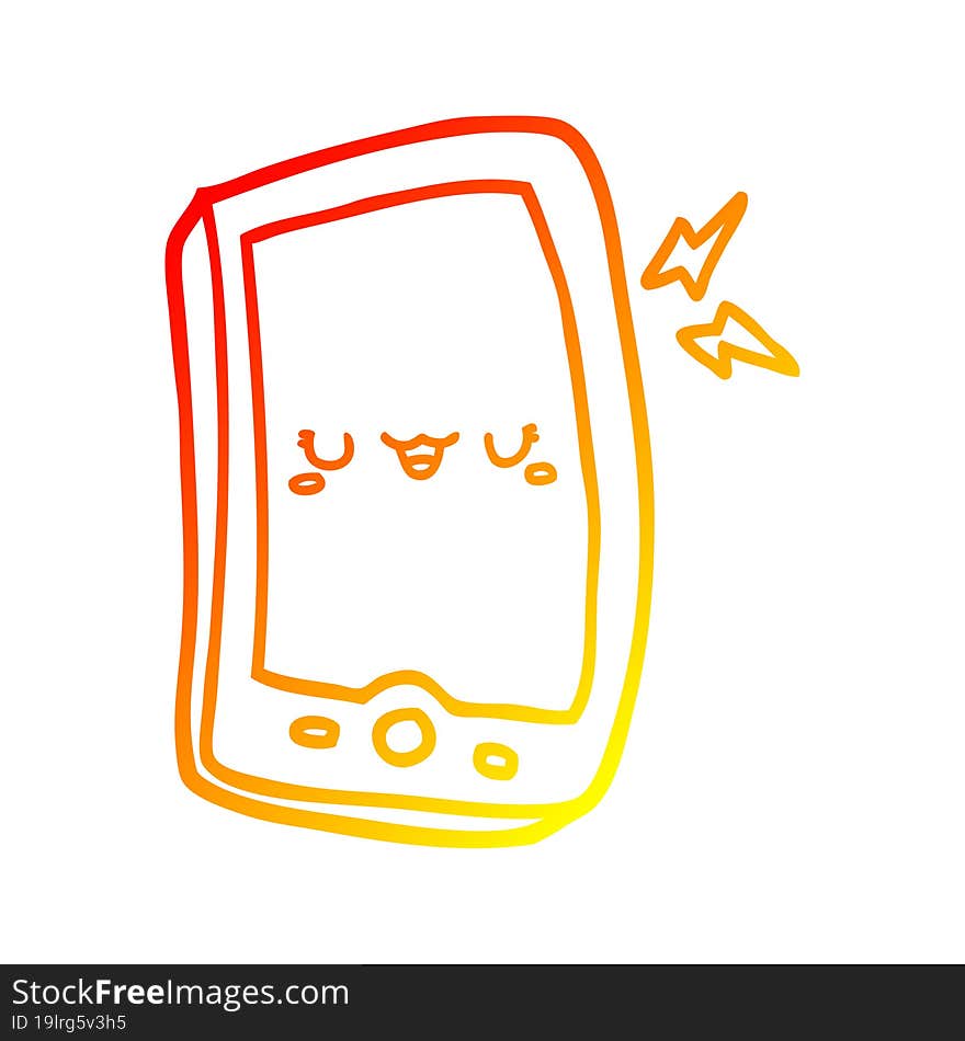 warm gradient line drawing cute cartoon mobile phone