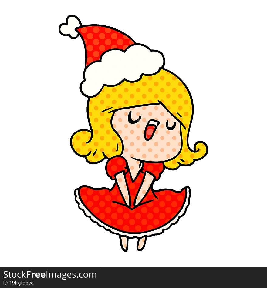 hand drawn christmas cartoon of kawaii girl