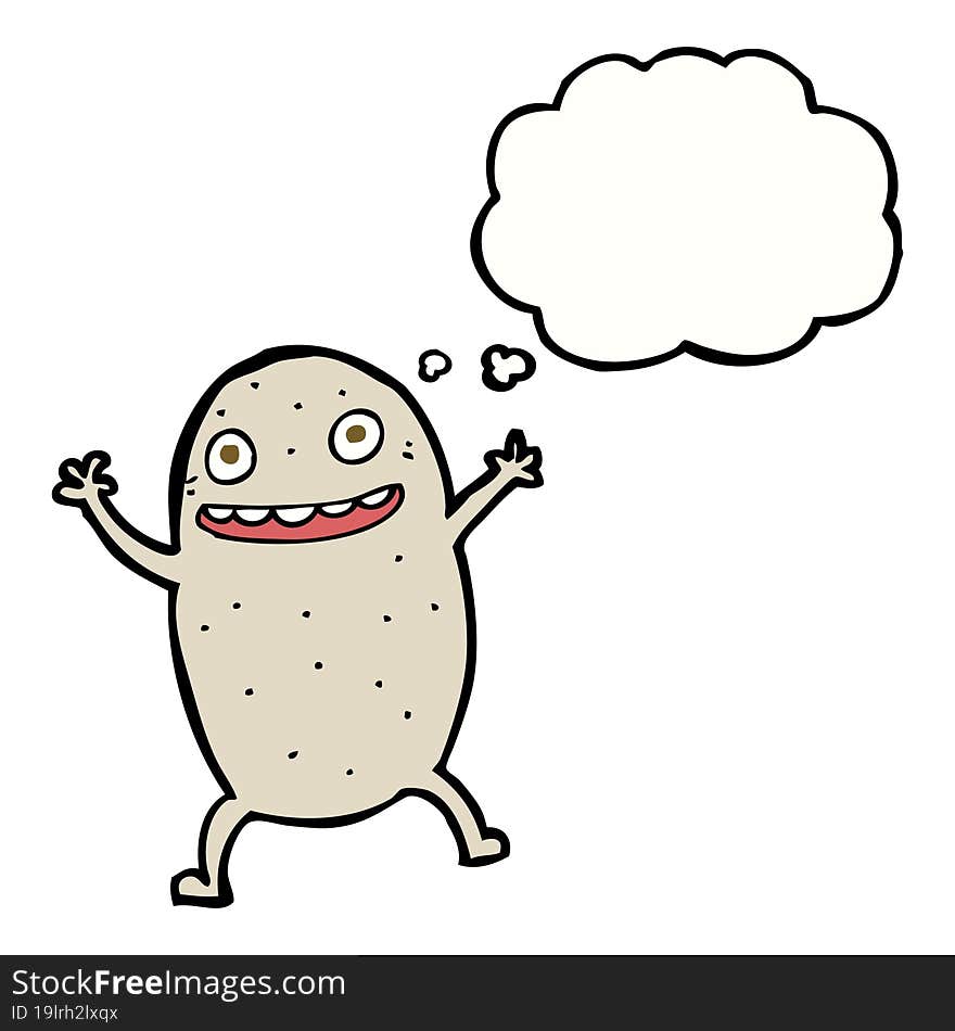 cartoon happy potato with thought bubble