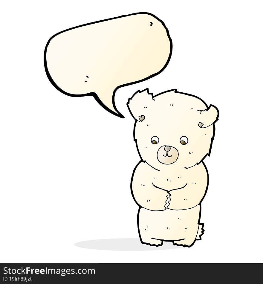 Cute Cartoon Polar Bear With Speech Bubble