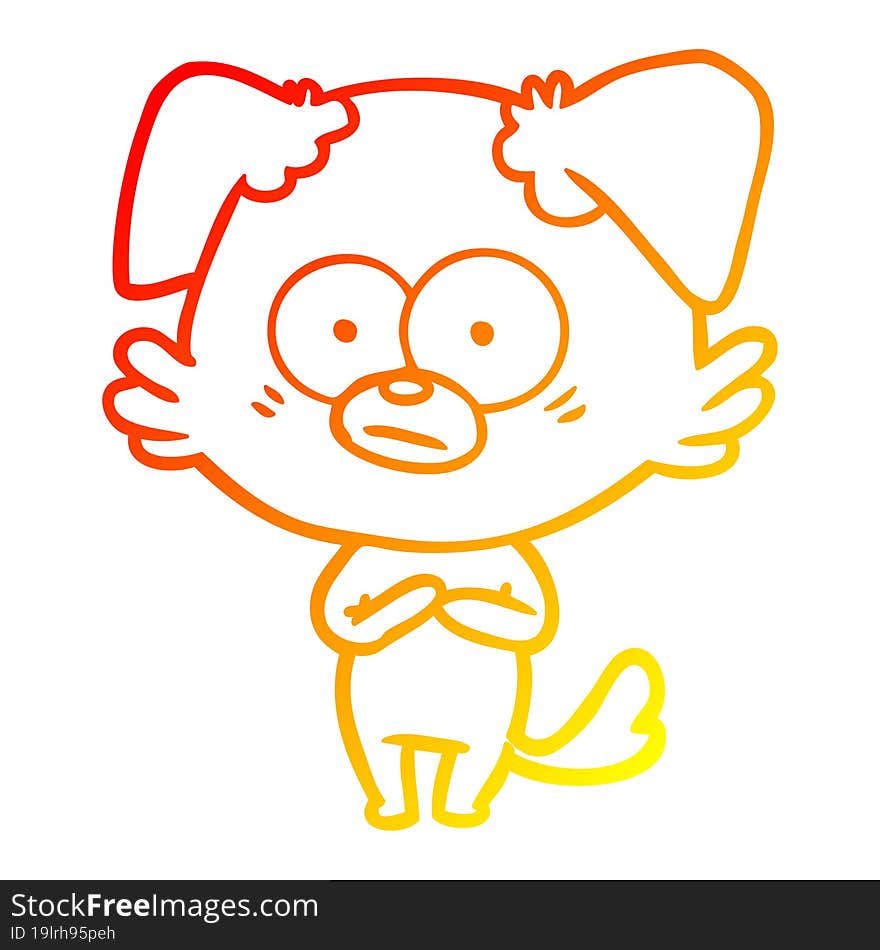 warm gradient line drawing nervous dog cartoon