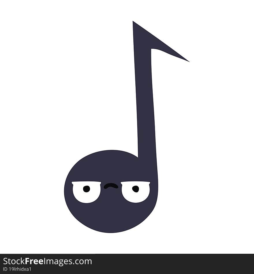 Flat Color Retro Cartoon Musical Note