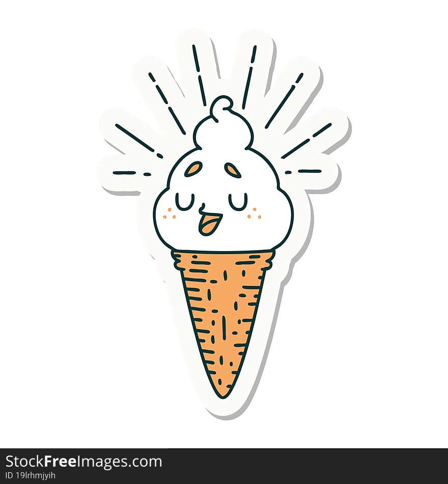 sticker of a tattoo style ice cream character