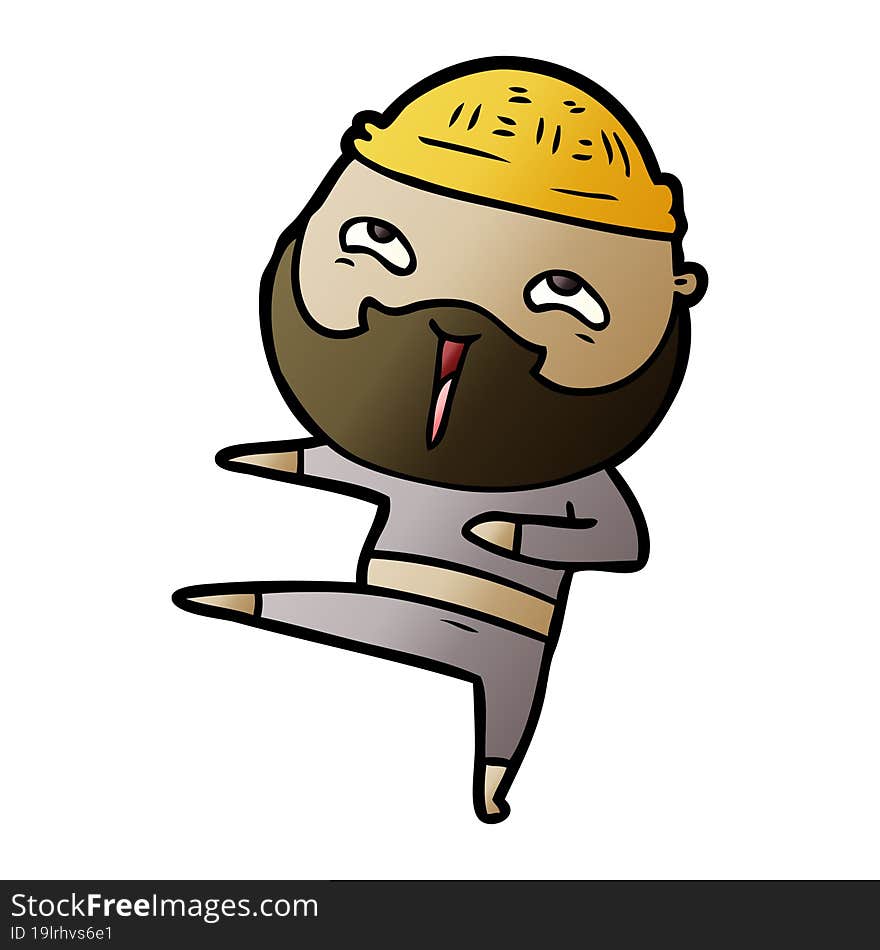 cartoon happy bearded man. cartoon happy bearded man