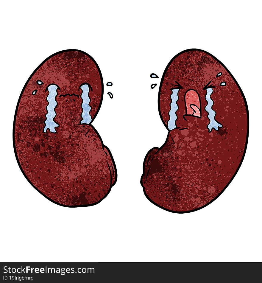 cartoon kidneys crying. cartoon kidneys crying