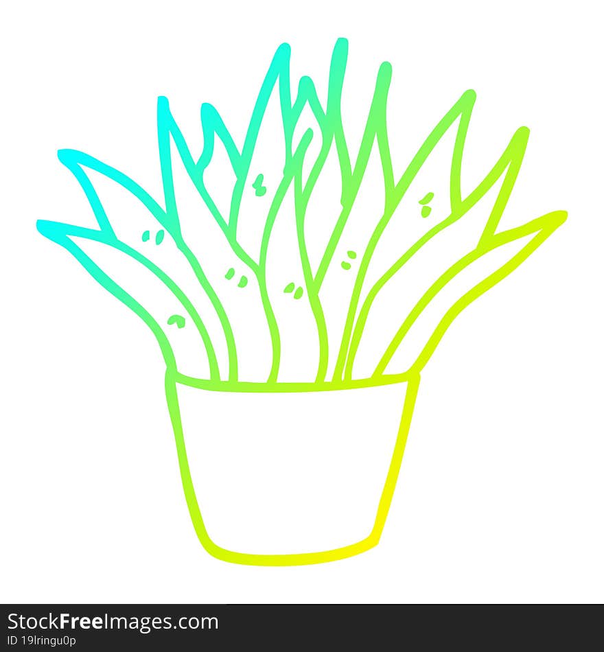 cold gradient line drawing cartoon house plant