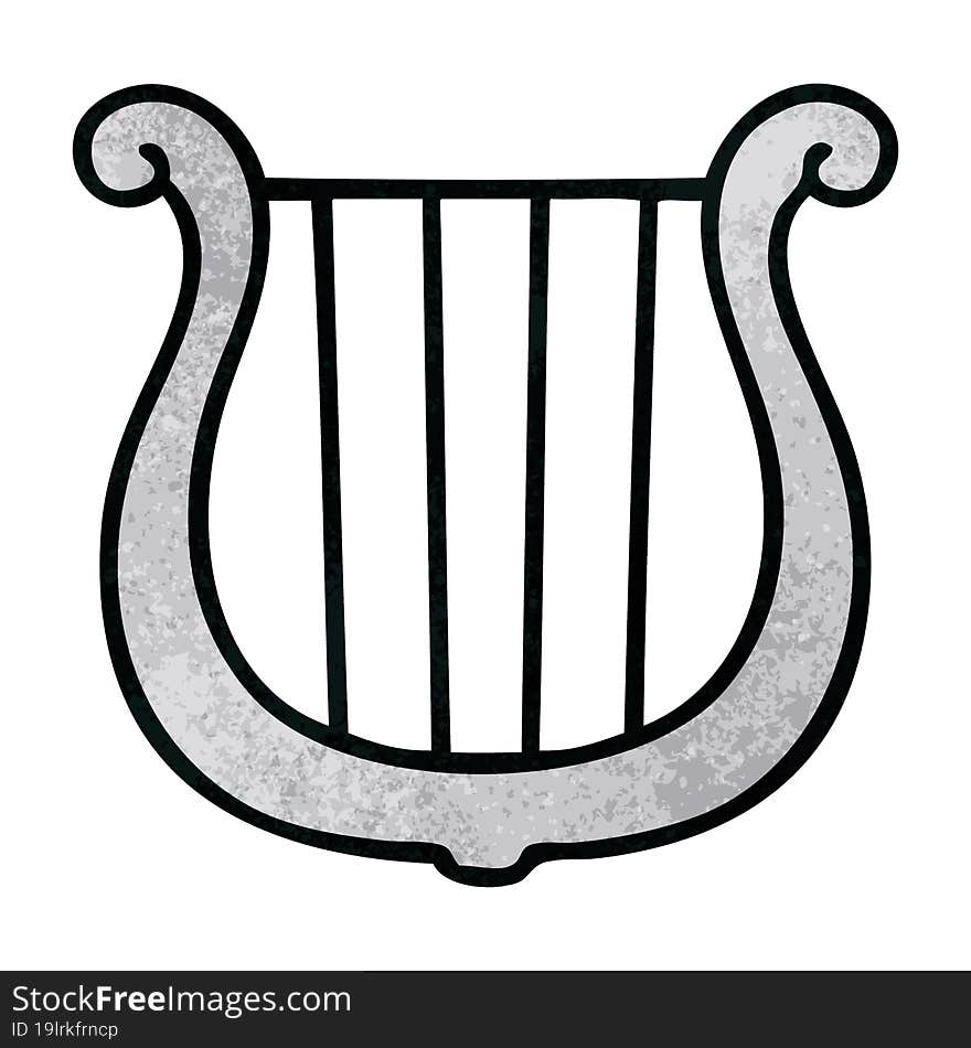 retro grunge texture cartoon traditional harp