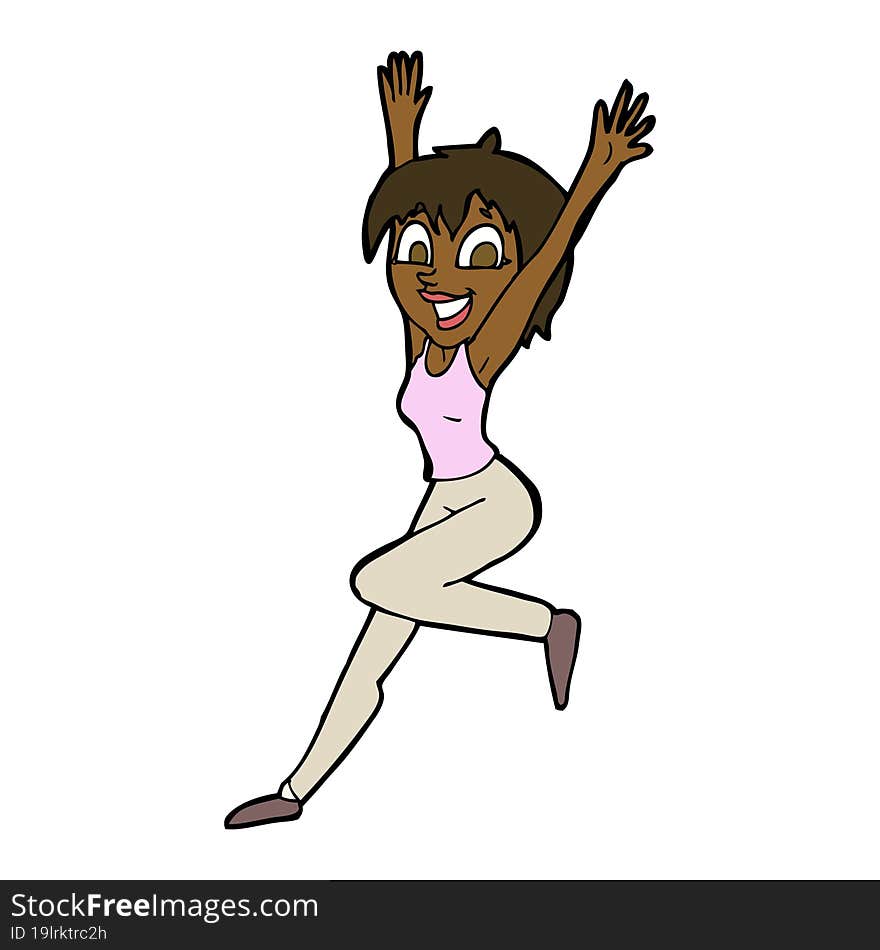 Cartoon Excited Woman