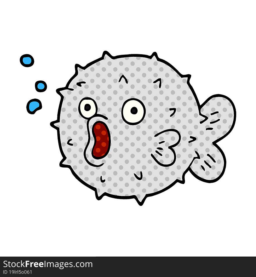 cartoon doodle blow fish