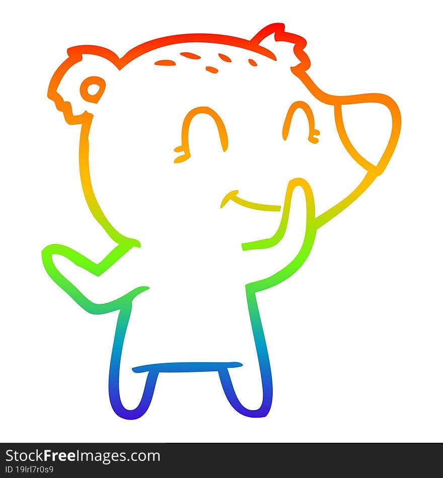 rainbow gradient line drawing friendly bear cartoon