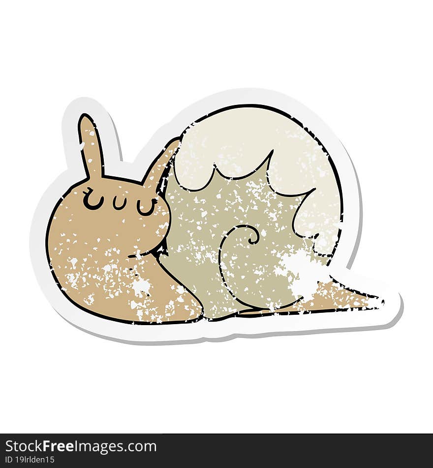 distressed sticker of a cute cartoon snail