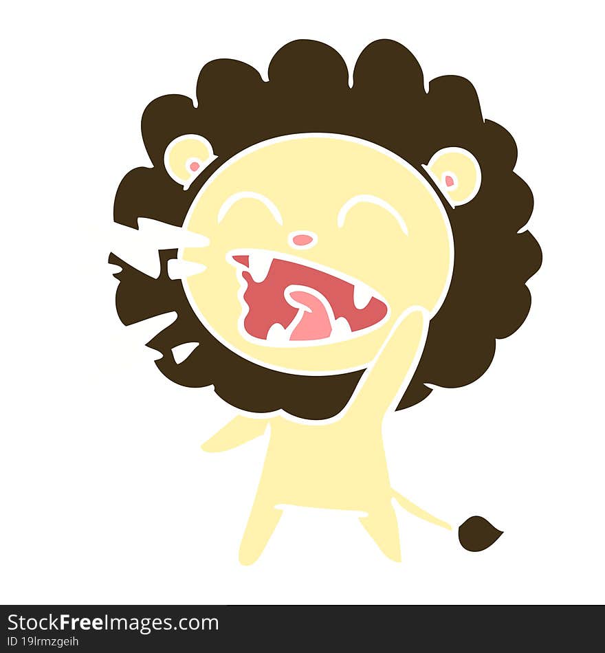 flat color style cartoon roaring lion