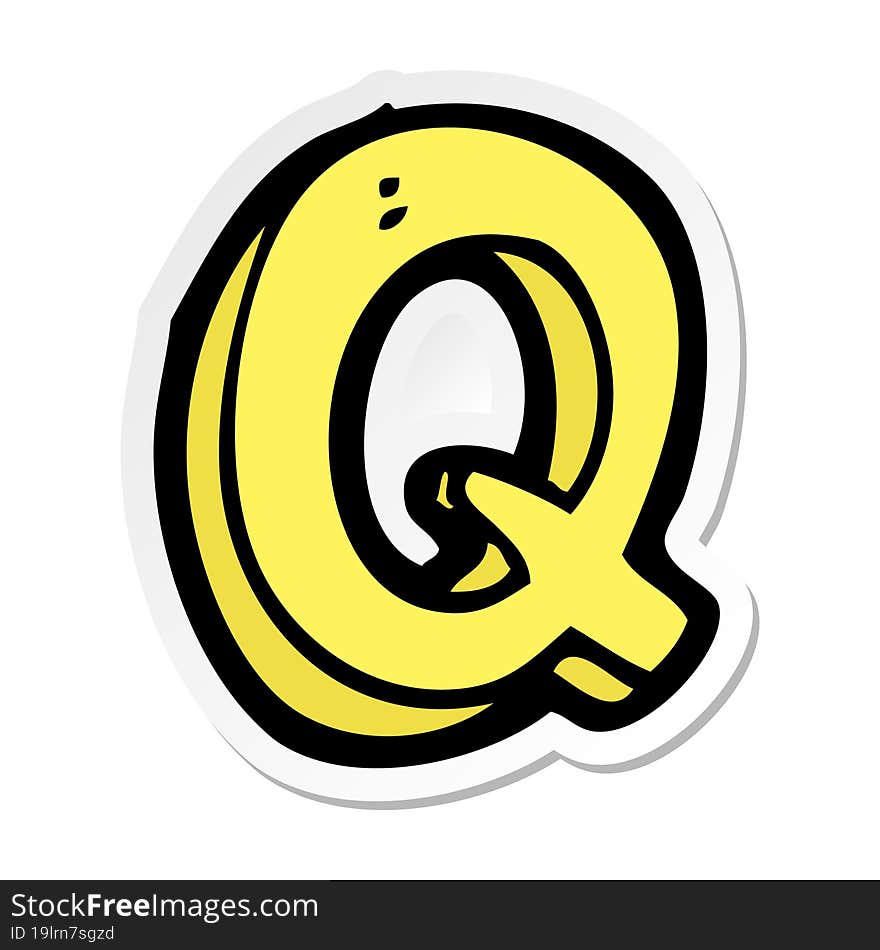 sticker of a cartoon letter Q