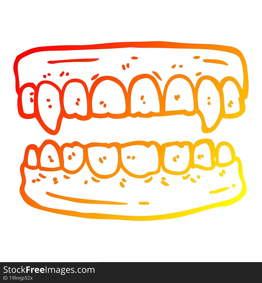 warm gradient line drawing cartoon vampire teeth