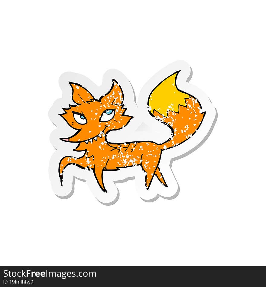 retro distressed sticker of a cartoon fox