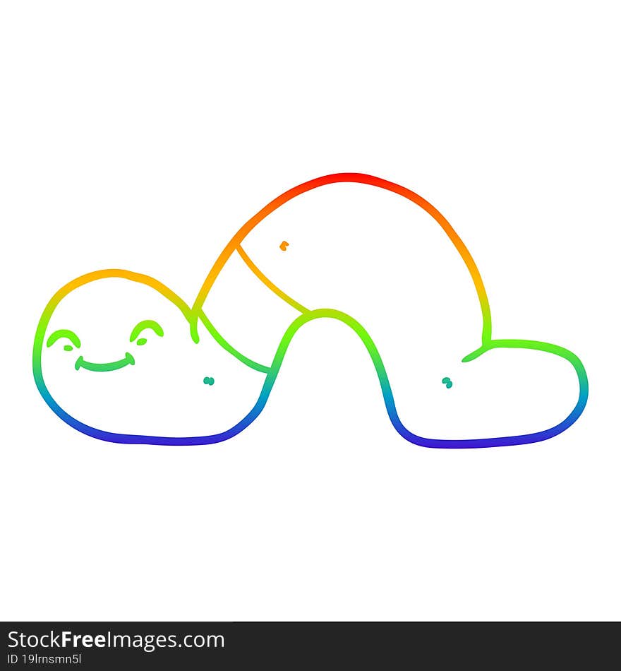 rainbow gradient line drawing of a cartoon worm