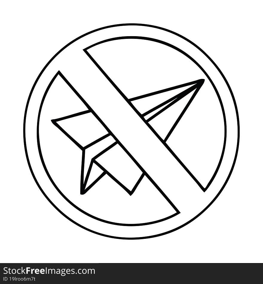 Line Drawing Cartoon No Paper Aeroplanes Allowed