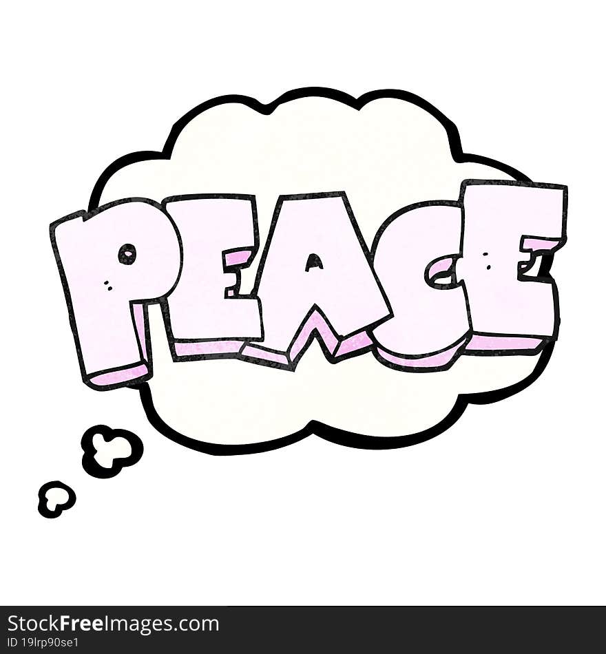 Thought Bubble Textured Cartoon Word Peace