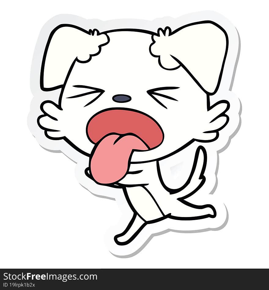 sticker of a cartoon panting dog