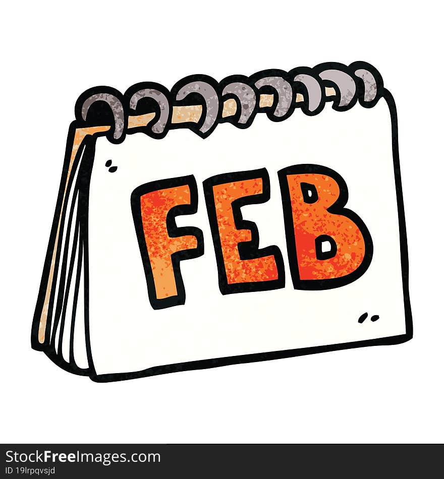 cartoon doodle calendar showing month of February