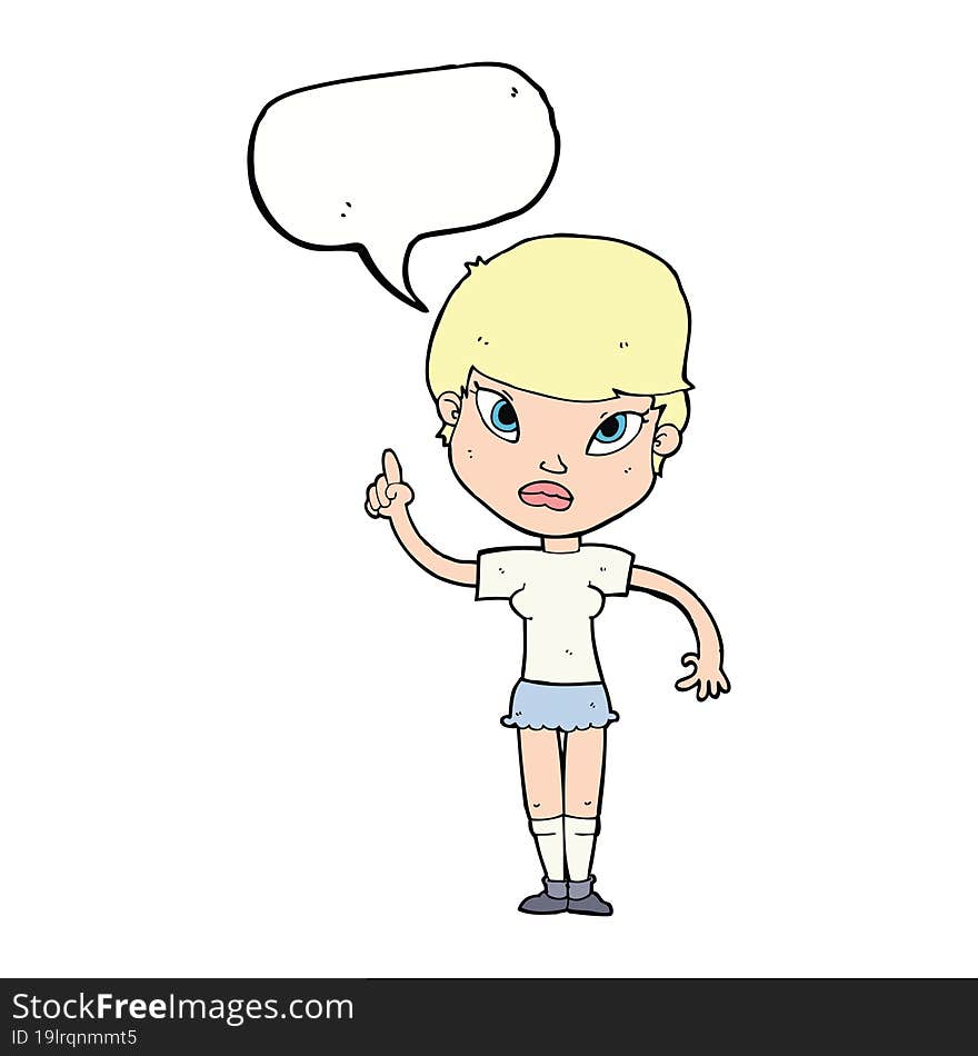 cartoon woman with idea with speech bubble