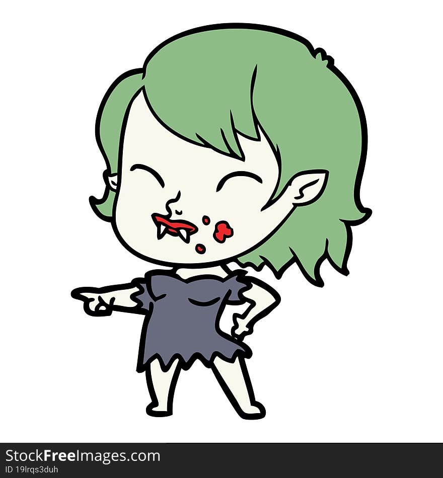 cartoon vampire girl with blood on cheek. cartoon vampire girl with blood on cheek